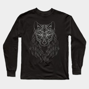 Wolf Face Hand Drawning Long Sleeve T-Shirt